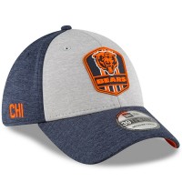 Men's Chicago Bears New Era Heather Gray/Navy 2018 NFL Sideline Road Official 39THIRTY Flex Hat 3058268